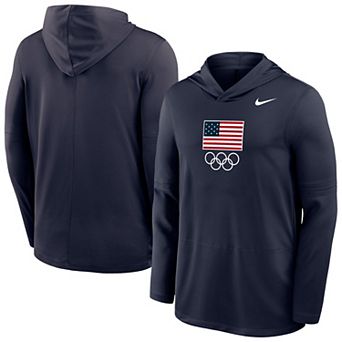 Men's Nike Navy Team USA Lightweight Dri-FIT Long Sleeve Hoodie T-Shirt