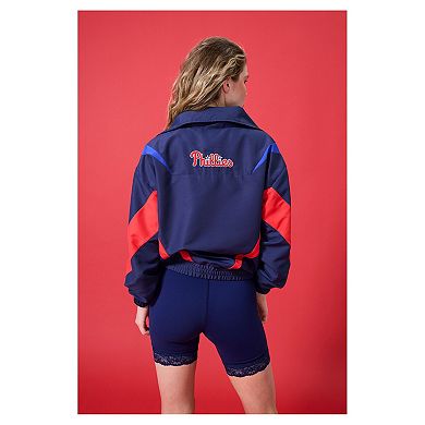 Women's Terez Navy Philadelphia Phillies Ripstop Chevron Quarter-Zip Pullover