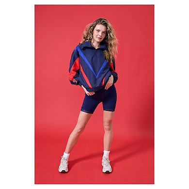 Women's Terez Navy Philadelphia Phillies Ripstop Chevron Quarter-Zip Pullover