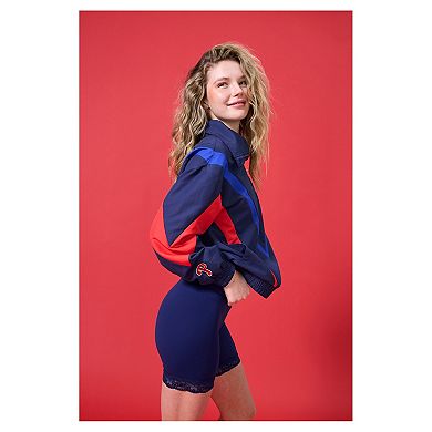 Women's Terez Navy Philadelphia Phillies Ripstop Chevron Quarter-Zip Pullover