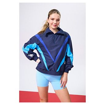 Women's Terez Navy Los Angeles Dodgers Sugar Swizzle Track Quarter-Zip Pullover