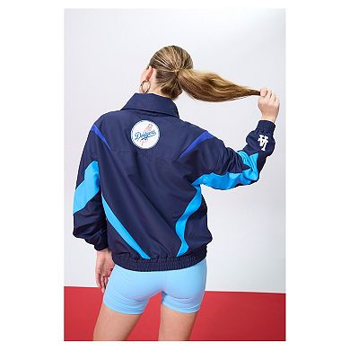 Women's Terez Navy Los Angeles Dodgers Ripstop Chevron Quarter-Zip Pullover