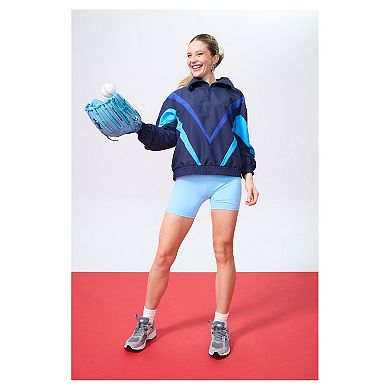 Women's Terez Navy Los Angeles Dodgers Ripstop Chevron Quarter-Zip Pullover