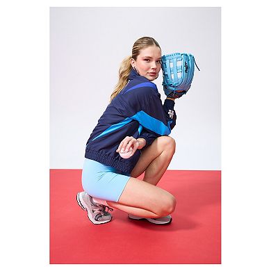 Women's Terez Navy Los Angeles Dodgers Ripstop Chevron Quarter-Zip Pullover