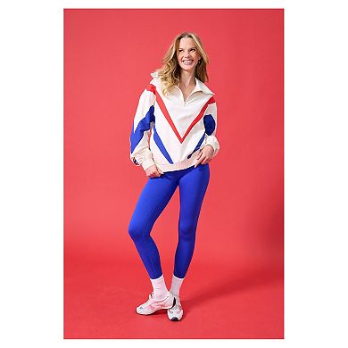 Women's Terez Cream Chicago Cubs Ripstop Chevron Quarter-Zip Pullover