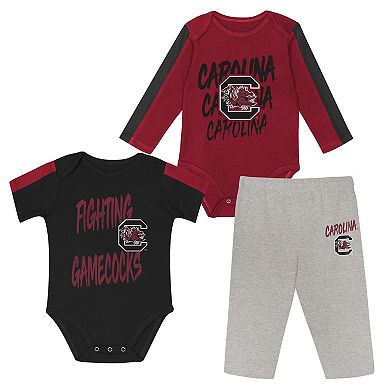 Infant Outerstuff Garnet/Black South Carolina Gamecocks Double Down Bodysuit and Pants 3-Piece Set