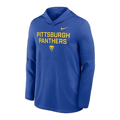 Men's Nike Royal Pitt Panthers 2025 Sideline Dri-FIT Long Sleeve Hoodie T-Shirt