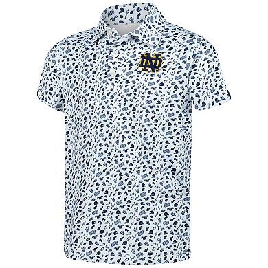 Youth Garb White Notre Dame Fighting Irish Tom Allover Print Performance Polo