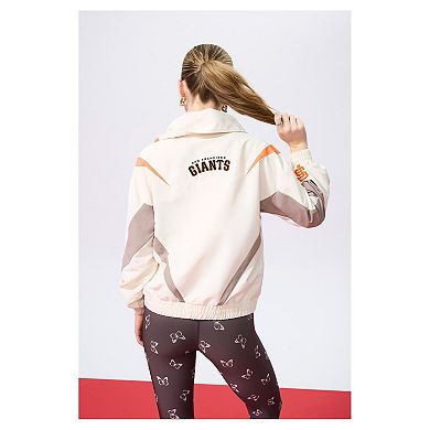 Women's Terez Cream San Francisco Giants Ripstop Chevron Quarter-Zip Pullover