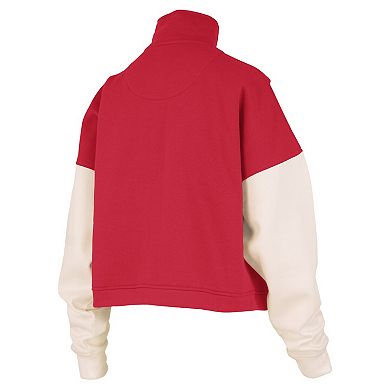 Women's Pressbox Red Wisconsin Badgers Ferrara Color Block Quarter-Zip Sweatshirt