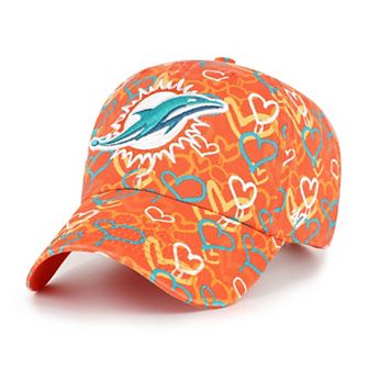 Girls Youth '47 Orange Miami Dolphins Mural Clean Up Adjustable Hat