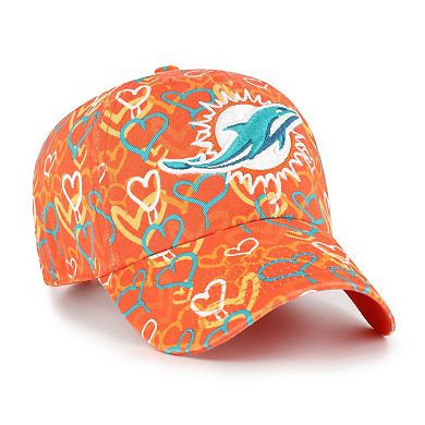 Girls Youth '47 Orange Miami Dolphins Mural Clean Up Adjustable Hat