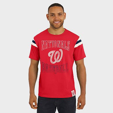 Men's Darius Rucker Collection by Fanatics Red Washington Nationals Distressed Sleeve Stripe T-Shirt