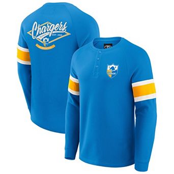 Men's Darius Rucker Collection by Fanatics Powder Blue Los Angeles Chargers Waffle-Knit Raglan Long Sleeve Henley T-Shirt