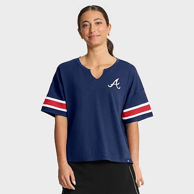 Women's Fanatics Navy Atlanta Braves Curl Route T-Shirt