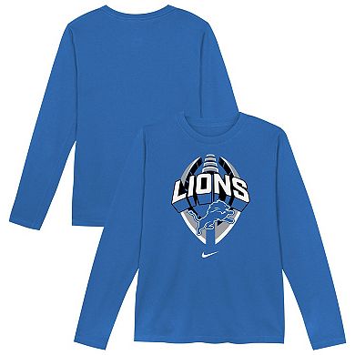 Preschool Nike Blue Detroit Lions Primetime Legend Icon Long Sleeve Performance T-Shirt