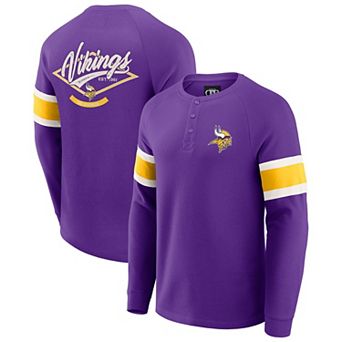 Men's Darius Rucker Collection by Fanatics Purple Minnesota Vikings Waffle-Knit Raglan Long Sleeve Henley T-Shirt