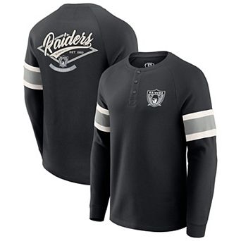 Men's Darius Rucker Collection by Fanatics Black Las Vegas Raiders Waffle-Knit Raglan Long Sleeve Henley T-Shirt