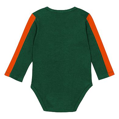 Infant Outerstuff Green/Orange Miami Hurricanes Double Down Bodysuit and Pants 3-Piece Set