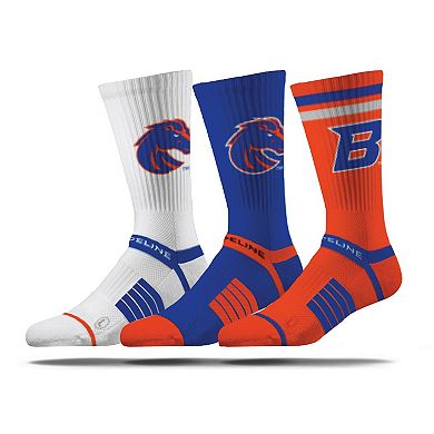 Unisex Strideline Boise State Broncos Premium Knit Crew Socks Three-Pack