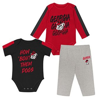 Infant Outerstuff Red/Black Georgia Bulldogs Double Down Creeper and Pants 3 pc Set