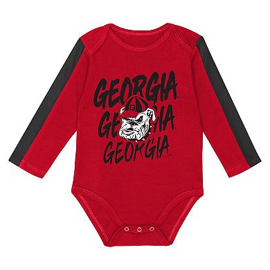 Infant Outerstuff Red/Black Georgia Bulldogs Double Down Bodysuit and Pants 3-Piece Set