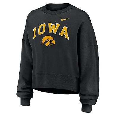 Women's Nike Black Iowa Hawkeyes Oversized Phoenix Arch Pullover Sweatshirt
