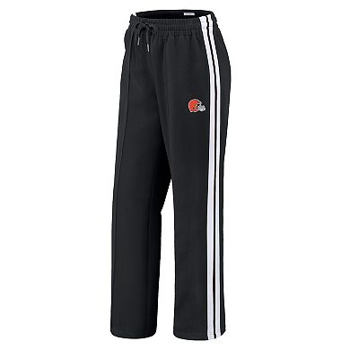 Women's WEAR by Erin Andrews Black Cleveland Browns Color-Block Straight Leg Pants