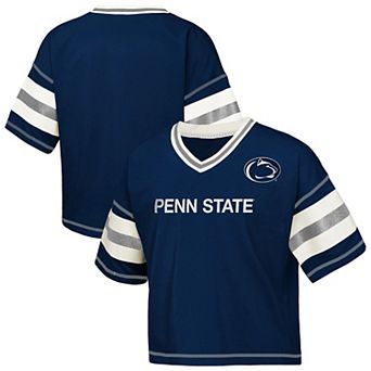 Girls Youth Outerstuff Navy Penn State Nittany Lions Gridiron Jersey V-Neck T-Shirt