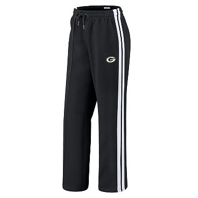 Women's WEAR by Erin Andrews Black Green Bay Packers Color-Block Straight Leg Pants