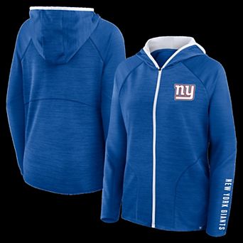Women's Fanatics Royal New York Giants Redzone End Around Pass Raglan Full-Zip Hoodie