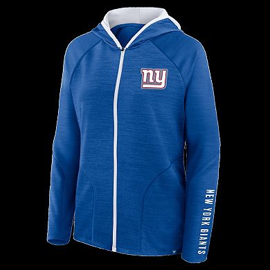 Women's Fanatics Royal New York Giants Redzone End Around Pass Raglan Full-Zip Hoodie