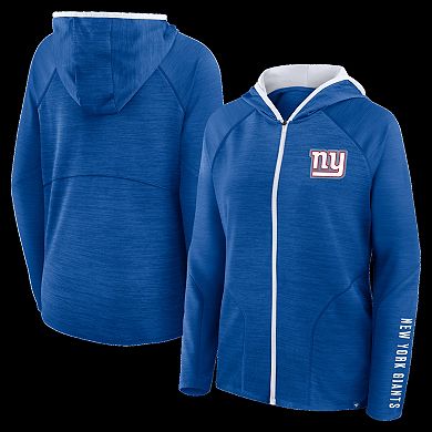 Women's Fanatics Royal New York Giants Redzone End Around Pass Raglan Full-Zip Hoodie