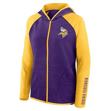 Women's Fanatics Purple/Gold Minnesota Vikings Redzone End Around Pass Raglan Full-Zip Hoodie
