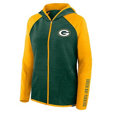 Women's Fanatics Green/Gold Green Bay Packers Redzone End Around Pass Raglan Full-Zip Hoodie