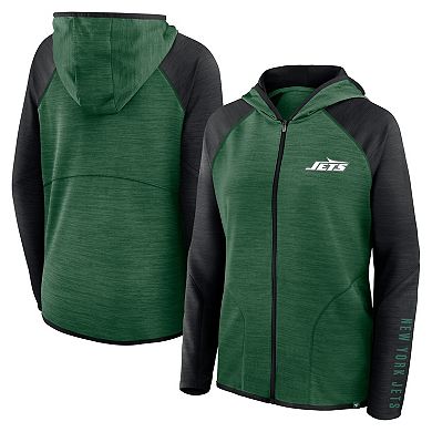 Women's Fanatics Green/Black New York Jets Redzone End Around Pass Raglan Full-Zip Hoodie