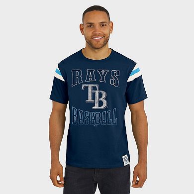 Men's Darius Rucker Collection by Fanatics Navy Tampa Bay Rays Distressed Sleeve Stripe T-Shirt