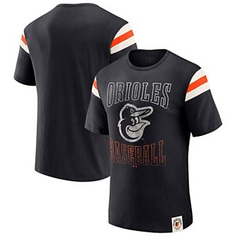 Men's Darius Rucker Collection by Fanatics Black Baltimore Orioles Distressed Sleeve Stripe T-Shirt