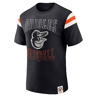 Men's Darius Rucker Collection by Fanatics Black Baltimore Orioles Distressed Sleeve Stripe T-Shirt