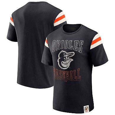 Men's Darius Rucker Collection by Fanatics Black Baltimore Orioles Distressed Sleeve Stripe T-Shirt
