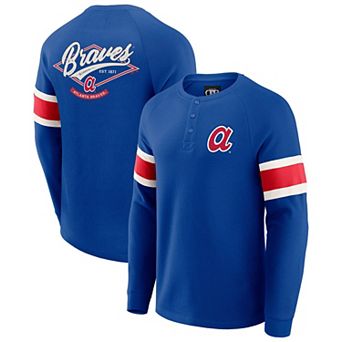 Men's Darius Rucker Collection by Fanatics Royal Atlanta Braves Waffle-Knit Raglan Long Sleeve Henley T-Shirt
