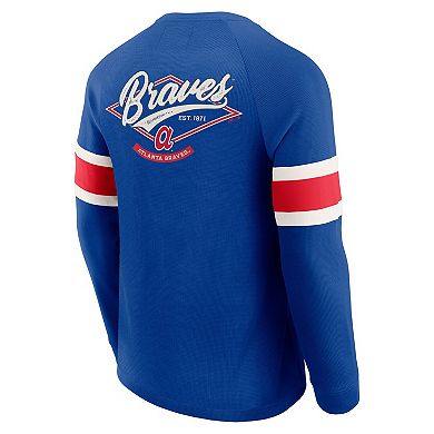 Men's Darius Rucker Collection by Fanatics Royal Atlanta Braves Waffle-Knit Raglan Long Sleeve Henley T-Shirt