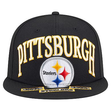 Men's New Era Black Pittsburgh Steelers Oversized 59FIFTY Fitted Hat