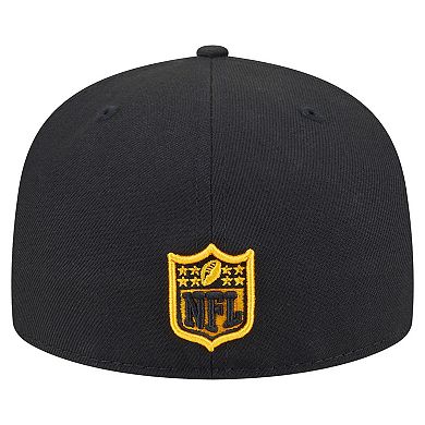Men's New Era Black Pittsburgh Steelers Oversized 59FIFTY Fitted Hat