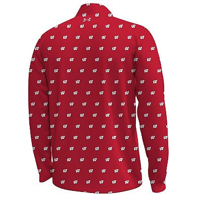 Men's Under Armour Red Wisconsin Badgers Gameday Armourfuse Half-Zip Top