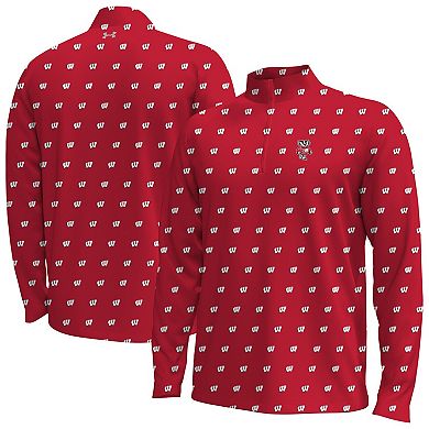 Men's Under Armour Red Wisconsin Badgers Gameday Armourfuse Half-Zip Top