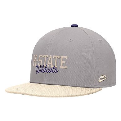 Men's Nike Gray Kansas State Wildcats Vintage Script Pro Dri-FIT Snapback Hat