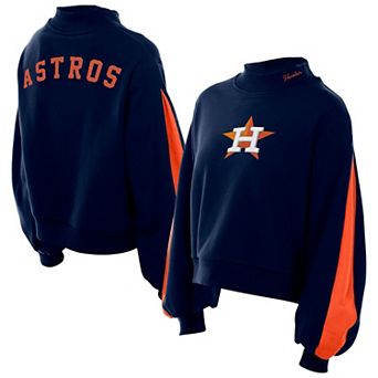 Women's New Era Navy Houston Astros Mock Neck Balloon Sleeve Sweatshirt