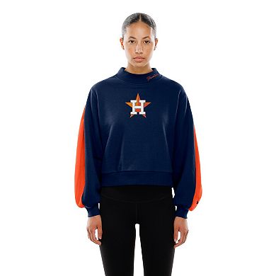 Women's New Era Navy Houston Astros Mock Neck Balloon Sleeve Sweatshirt