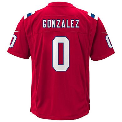 Youth Nike Christian Gonzalez Red New England Patriots Alternate Game Jersey